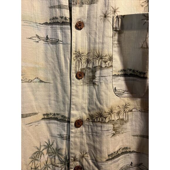 Boca Classics Men's XL Green Floral Short Sleeve Button Down Silk Hawaiian Shirt - Picture 13 of 16